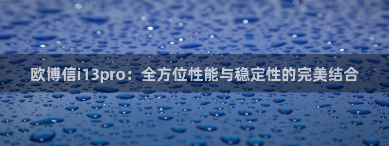 蓝图娱乐网页版：欧博信i13pro：全方位性能与稳定性的完美结合